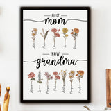 50% OFF❤️First Mom Now Grandma-Birth Flower Family Personalized Names Frame