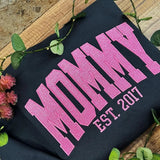 CUSTOM EMBROIDERED GLITTER VINYL MAMA SWEATSHIRT