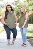 Boho Charm Sleeveless Top in Olive