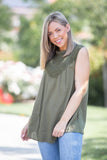 Boho Charm Sleeveless Top in Olive