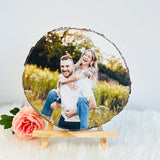 50%OFF Custom Natural Wood Slice With Photo And Engraved Text - Mother's Day Gift