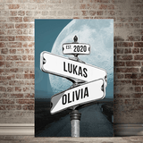 Seplony™ Personalized Name Vintage Street Sign Canvas for Couples(You are my right destination in the journey of life）