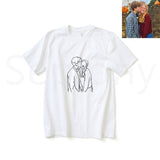 Seplony™ 100% Cotton Personalized Photo Line Drawing Embroidered T-Shirt