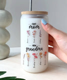 50% OFF❤️First Mom Now Grandma-Birth Flower Family Personalized Iced Coffee Glass Tumbler