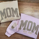 CUSTOM EMBROIDERED GLITTER VINYL MAMA SWEATSHIRT