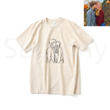 Seplony™ 100% Cotton Personalized Photo Line Drawing Embroidered T-Shirt