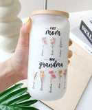 50% OFF❤️First Mom Now Grandma-Birth Flower Family Personalized Iced Coffee Glass Tumbler