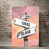 Seplony™ Personalized Name Vintage Street Sign Canvas for Couples(You are my right destination in the journey of life）