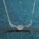 Angel Wing Moissanite Charm Necklace in 925 Sterling Silver