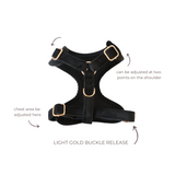 tuxedo black velvet adjustable harness