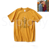 Seplony™ 100% Cotton Personalized Photo Line Drawing Embroidered T-Shirt