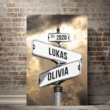 Seplony™ Personalized Name Vintage Street Sign Canvas for Couples(You are my right destination in the journey of life）