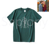 Seplony™ 100% Cotton Personalized Photo Line Drawing Embroidered T-Shirt