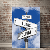 Seplony™ Personalized Name Vintage Street Sign Canvas for Couples(You are my right destination in the journey of life）