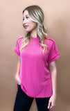 Brea Ribbed Top in Hot Pink