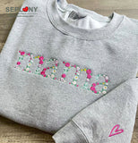 Embroidered Floral letter MAMA Sweatshirt Best Gift for Mother