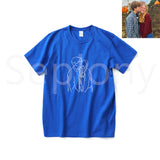 Seplony™ 100% Cotton Personalized Photo Line Drawing Embroidered T-Shirt