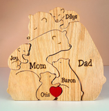 Handcrafted Wooden Bears Family Puzzle - Wooden Animal Carvings