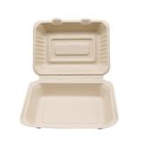 CCF 100% COMPOSTABLE Single Compartment Bagasse Molded Fiber Hinged Container 9" x 6" x 3" - 250 Pieces/Case