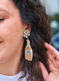 Bride "I Do" Champagne Bottle Earrings in Gold