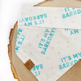 blue barkday (white background) dog bandana