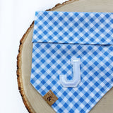 blueberry gingham letterman dog bandana