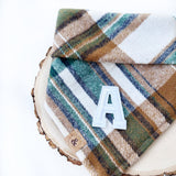 caramel apple flannel letterman dog bandana