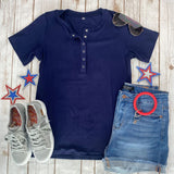 Brinley Button Top - Navy by Michelle Mae