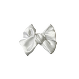 white satin hair bow