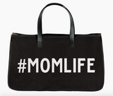 #Momlife Black Canvas Tote