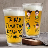 Personalized Photo Beer Glass for Dad,Fathers Day Gift, New Dad, Stepdad, Bonus Dad