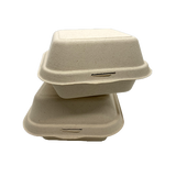 CCF 100% COMPOSTABLE Single Compartment Bagasse Molded Fiber Hinged Container 6" x 6" x 3" - 500 Pieces/Case