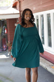 Winter Green Smocked Dress