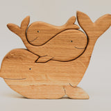 Wooden whales family puzzle