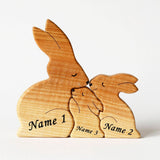 Wooden hare family puzzle