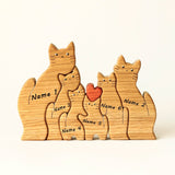 Wooden cat family puzzle