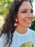 Beaded Helmet Earrings in Red